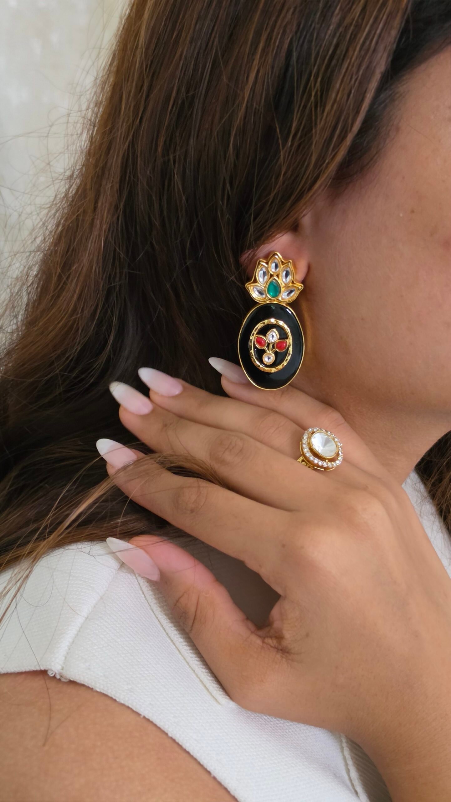 Usha Semi-Precious Stone Earrings Thumbnail