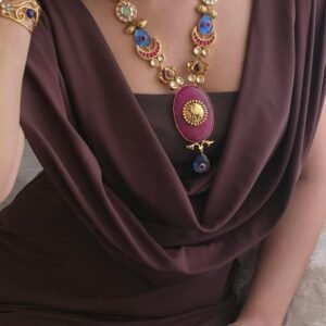 Magnolia semi-precious stone long necklace