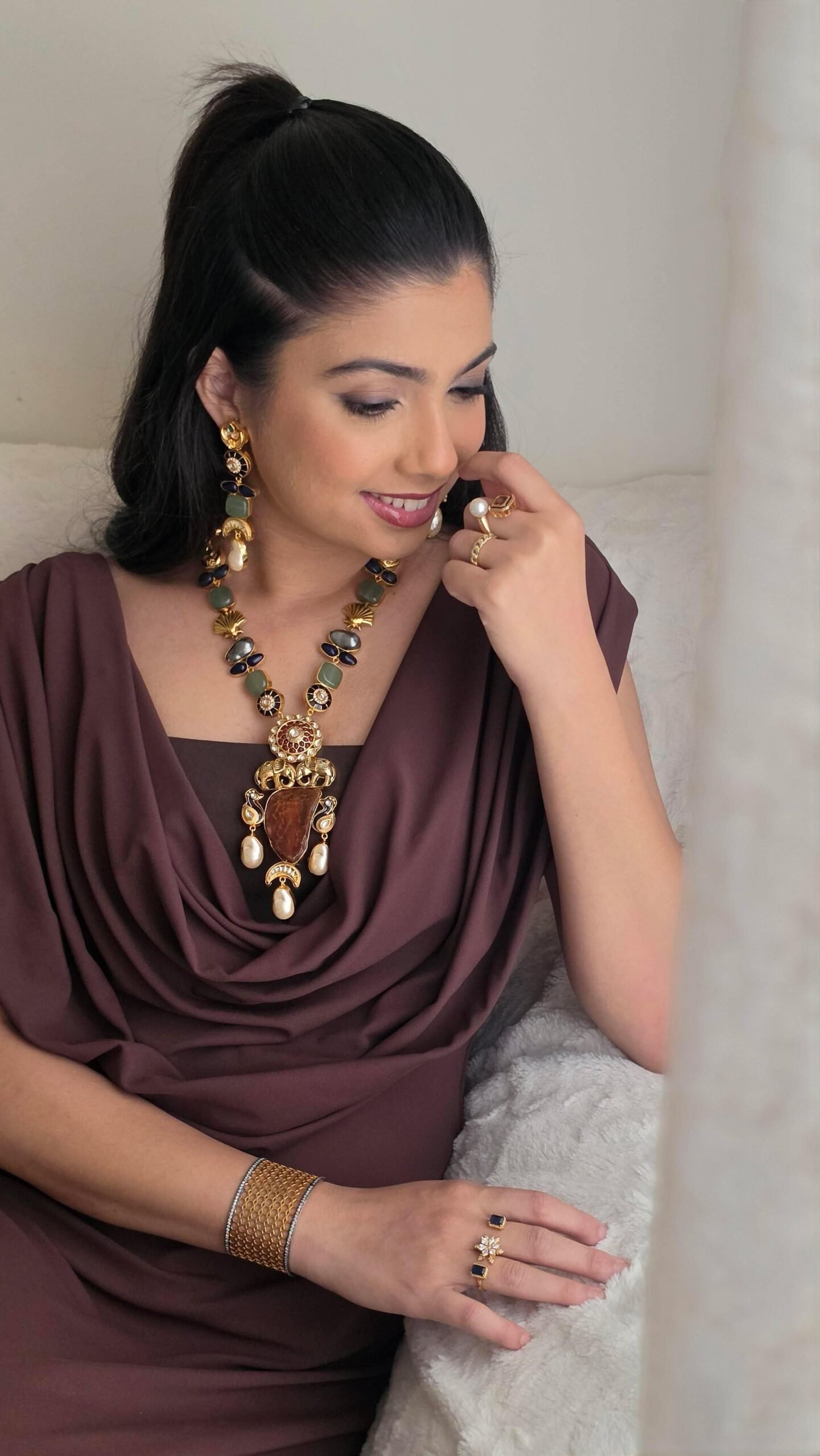 Daisy semi-precious stone long necklace Thumbnail