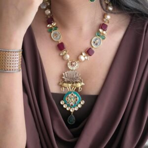 Blossom semi-precious stone long necklace