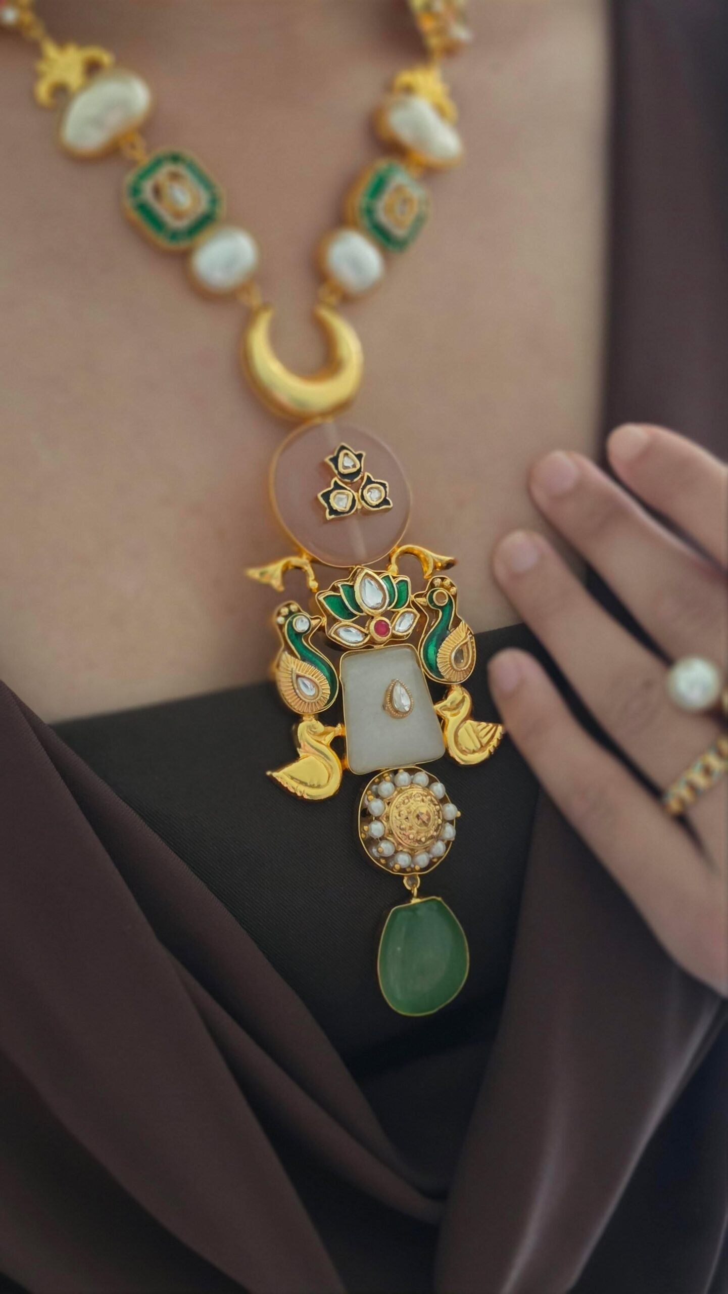 Zinnia semi-precious stone long necklace Thumbnail