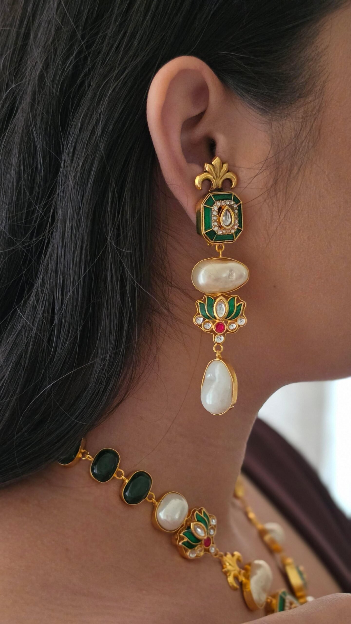 Zinnia semi-precious stone long necklace Thumbnail