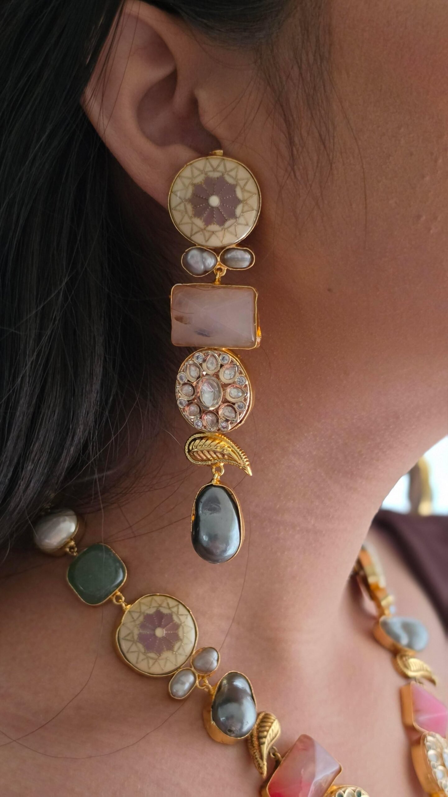 Zaria semi-precious stone long necklace Thumbnail