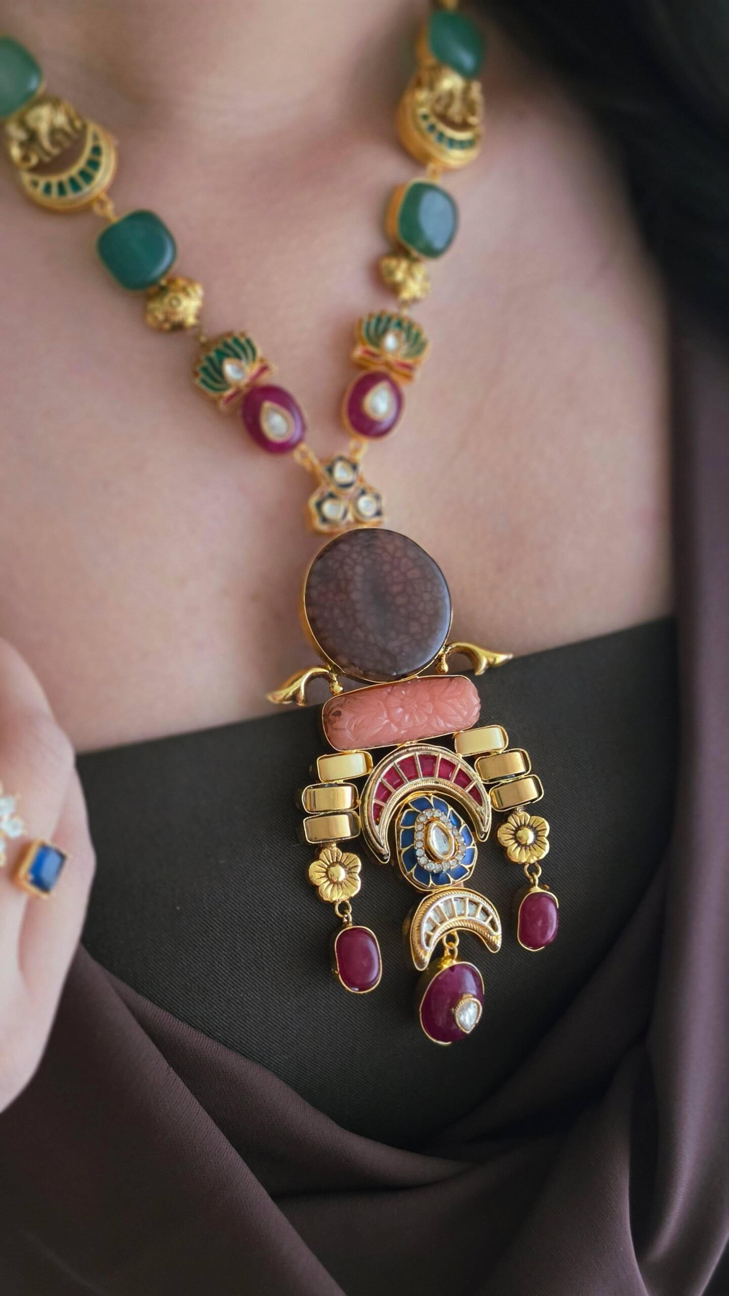 Azalea semi-precious stone long necklace Thumbnail