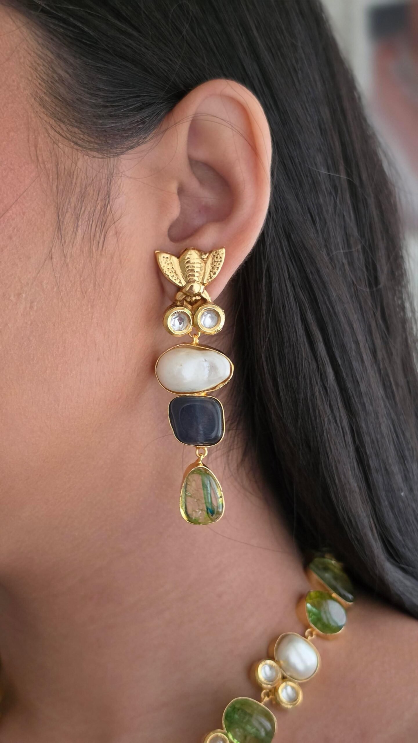 Leilani semi-precious stone long necklace Thumbnail