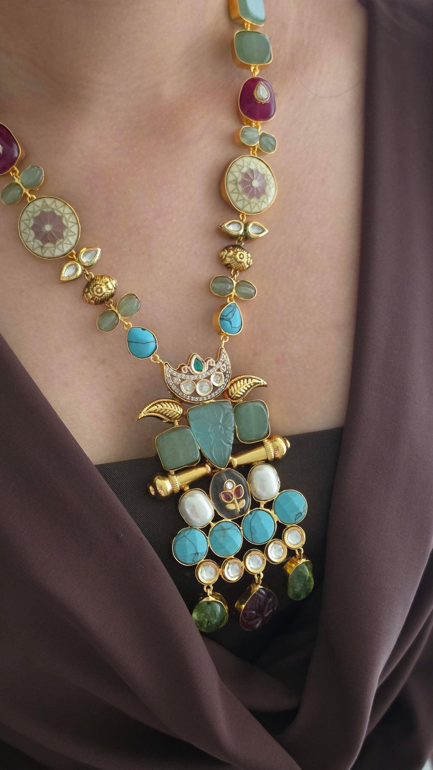 Salina semi-precious stone long necklace Thumbnail