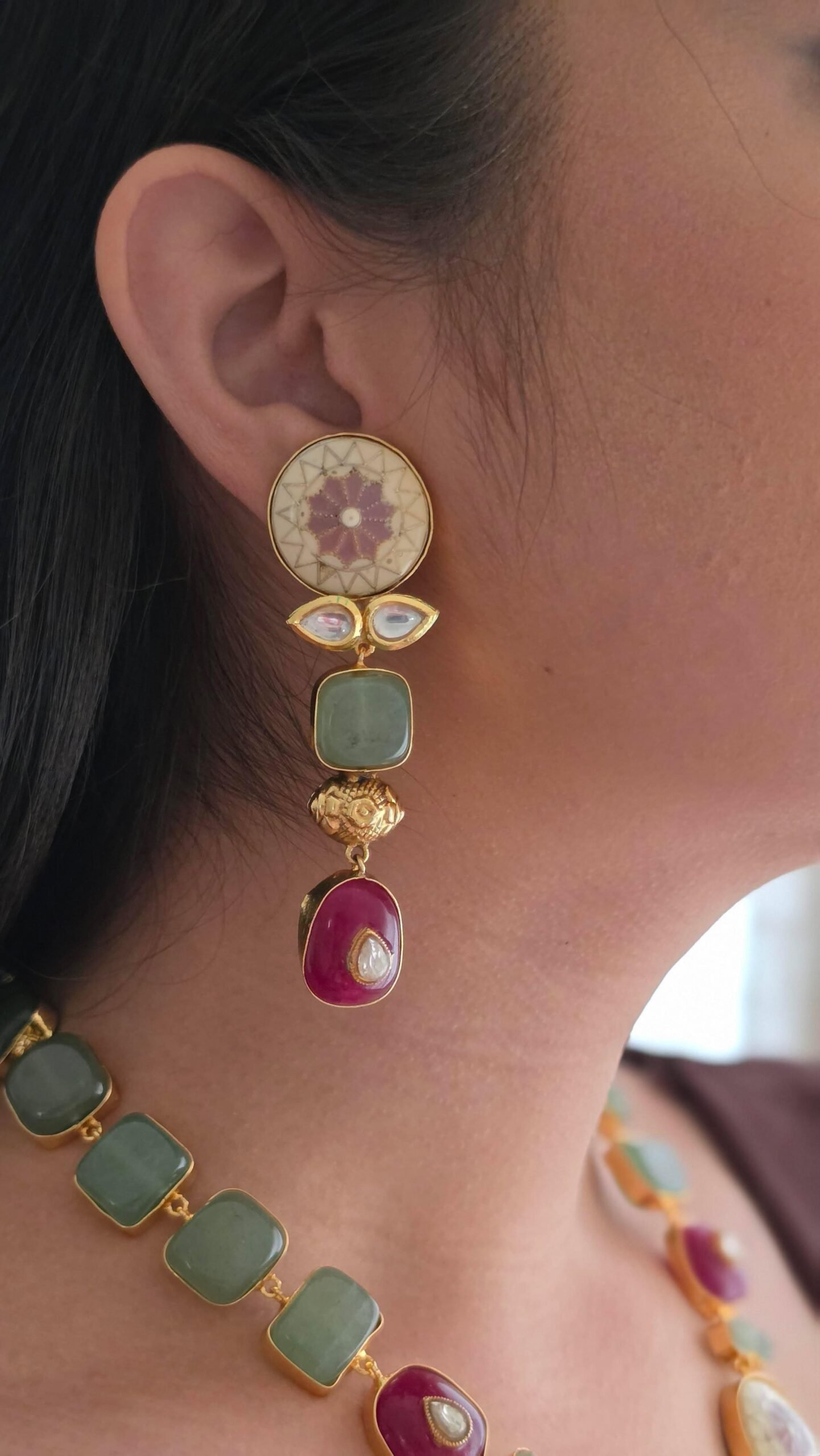 Salina semi-precious stone long necklace Thumbnail