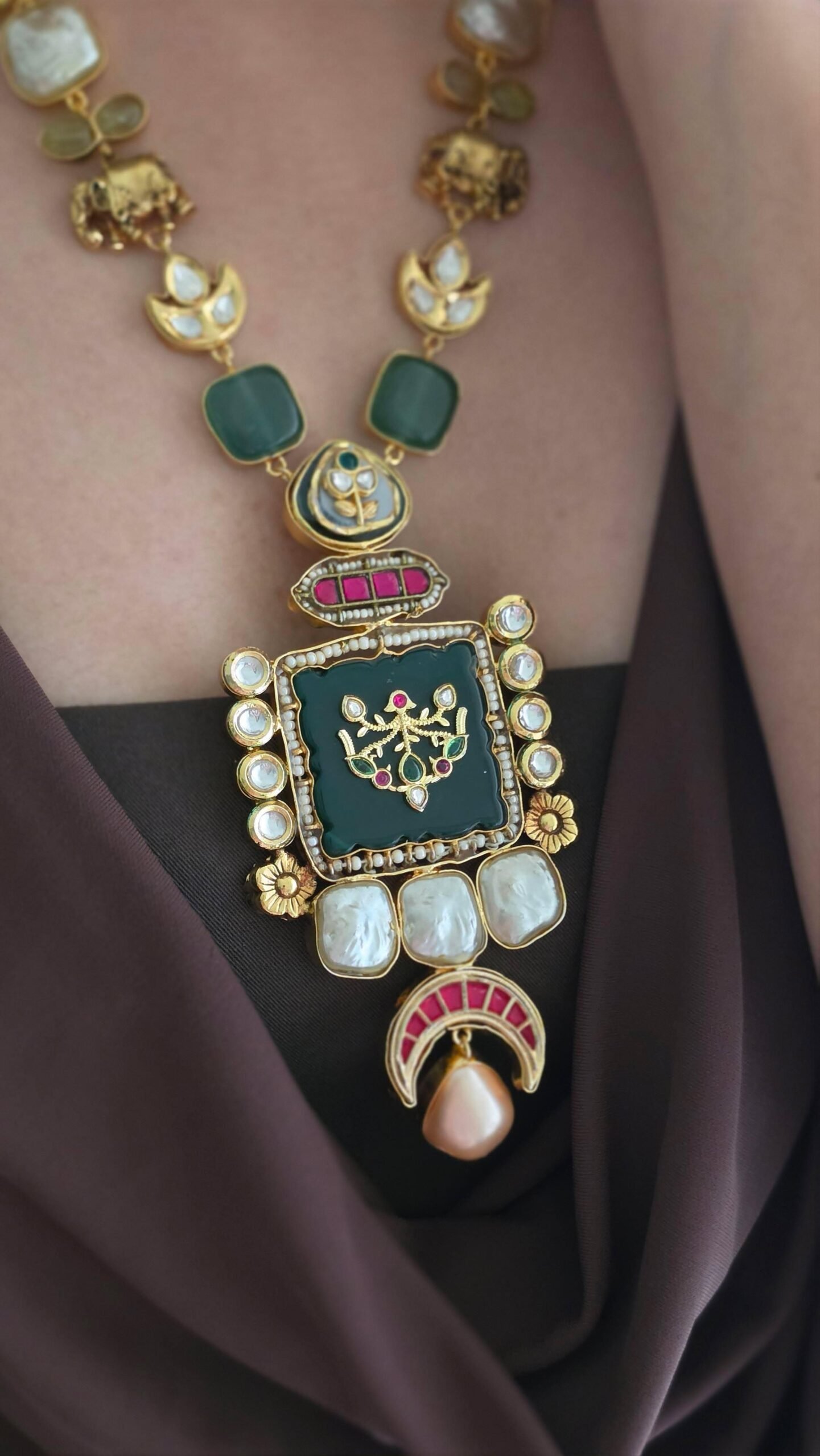 Samirah semi-precious stone long necklace Thumbnail
