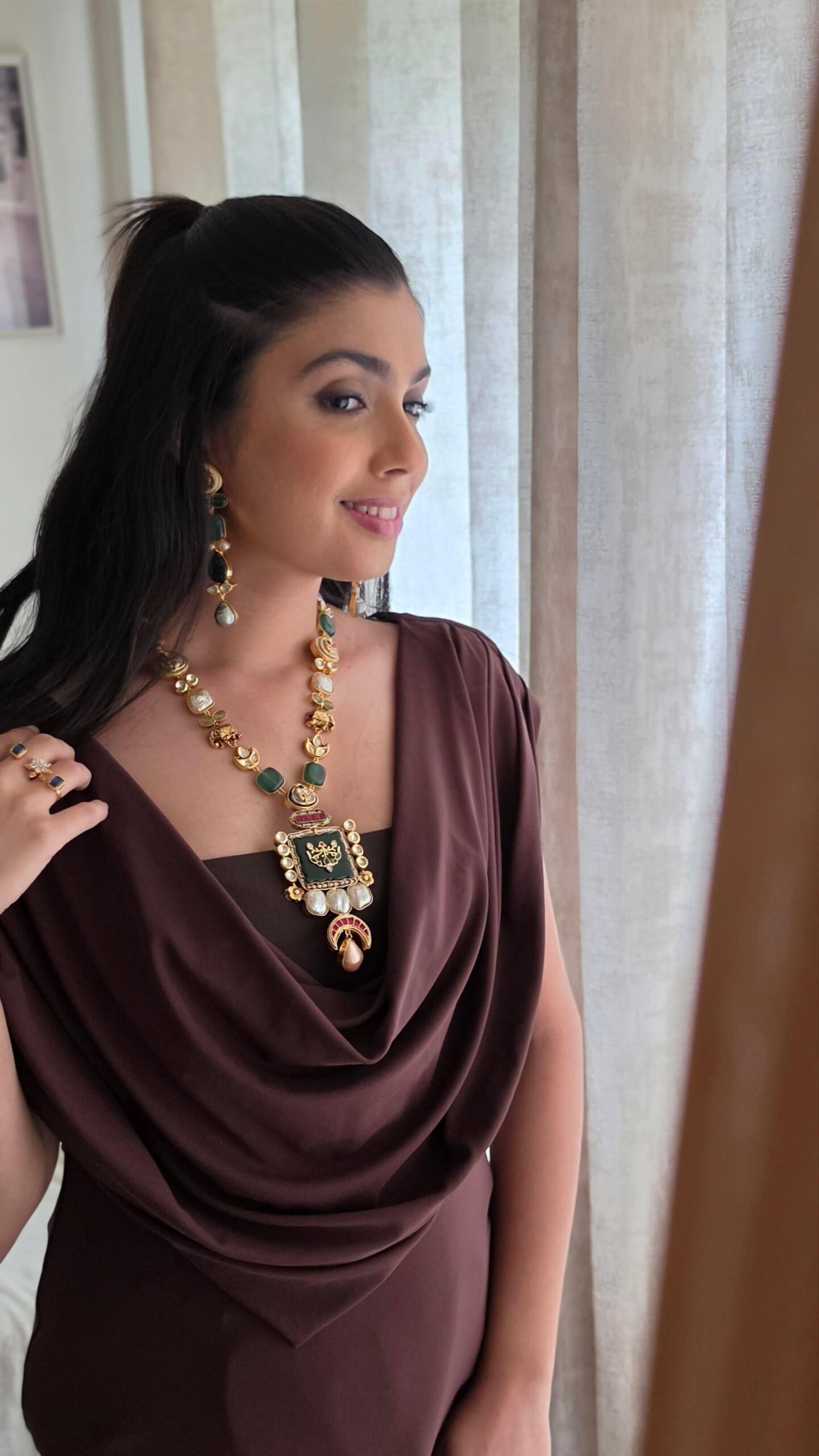 Samirah semi-precious stone long necklace Thumbnail