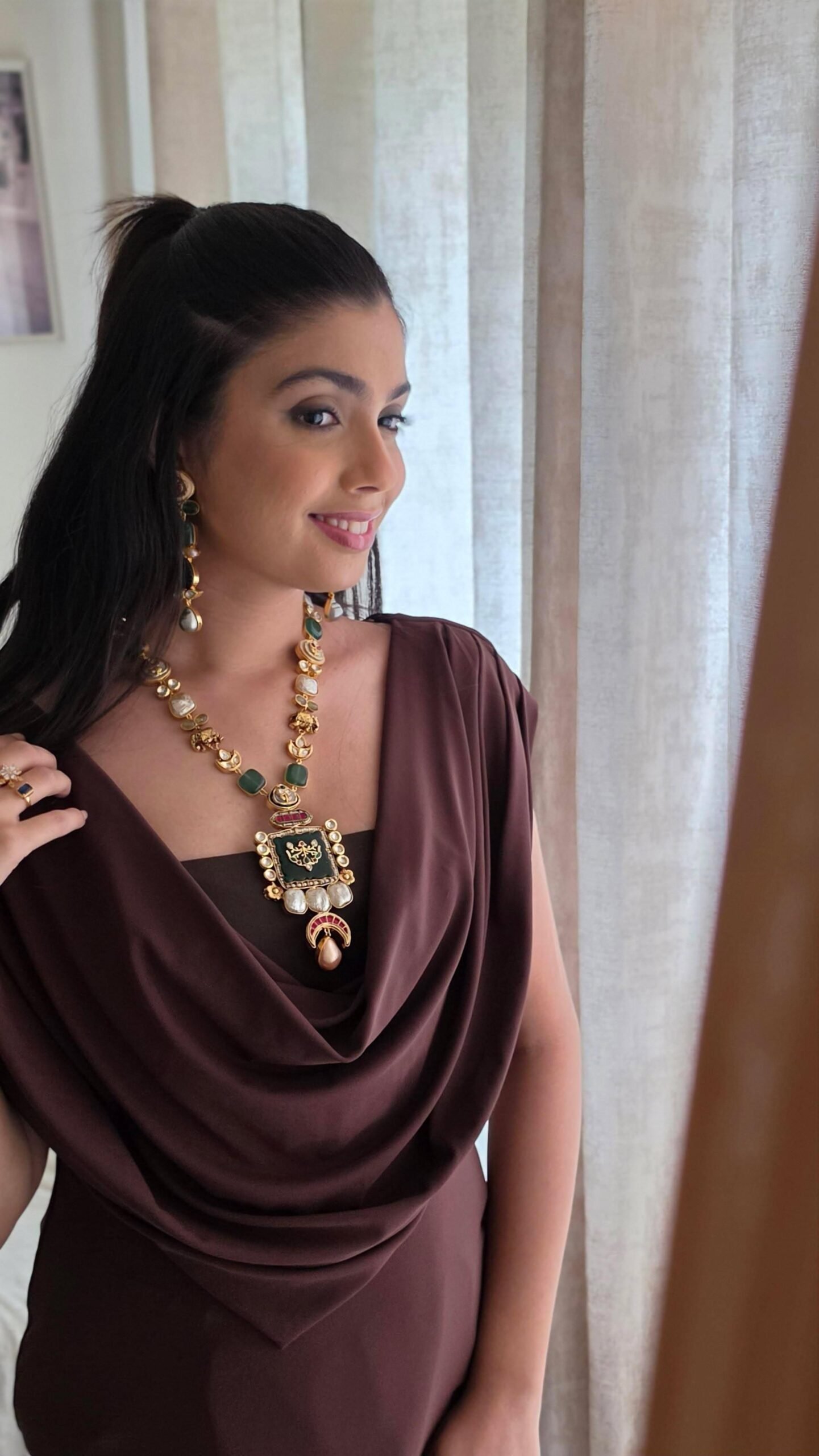 Samirah semi-precious stone long necklace Thumbnail