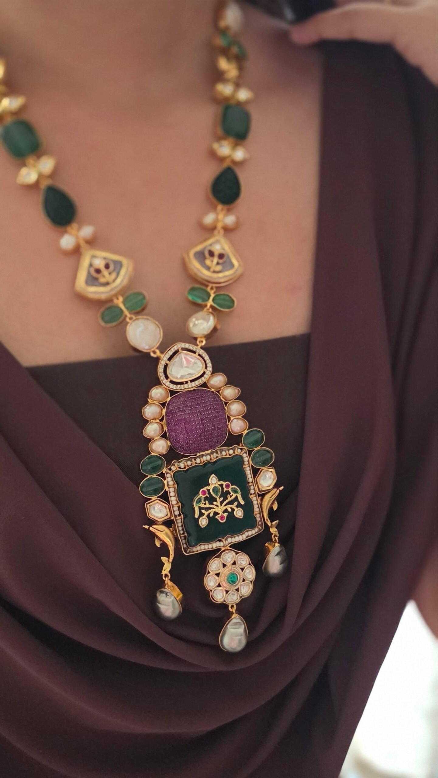Shireen semi-precious stone long necklace Thumbnail