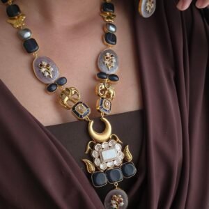 Sienna semi-precious stone long necklace
