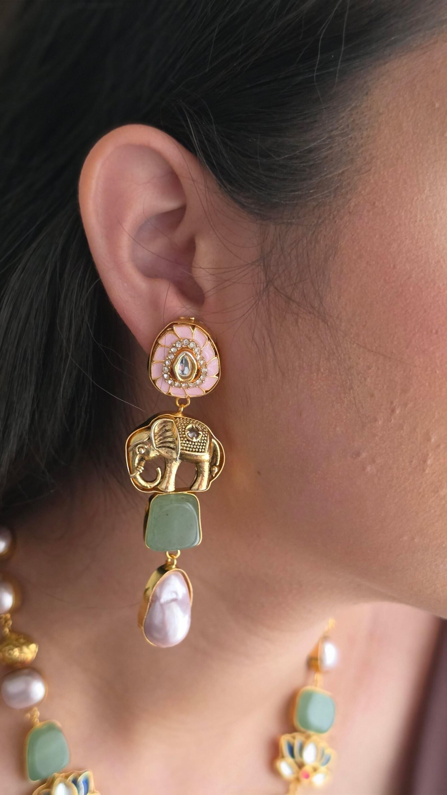 Amina semi-precious stone long necklace Thumbnail