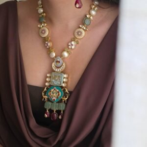 Zaria semi-precious stone long necklace