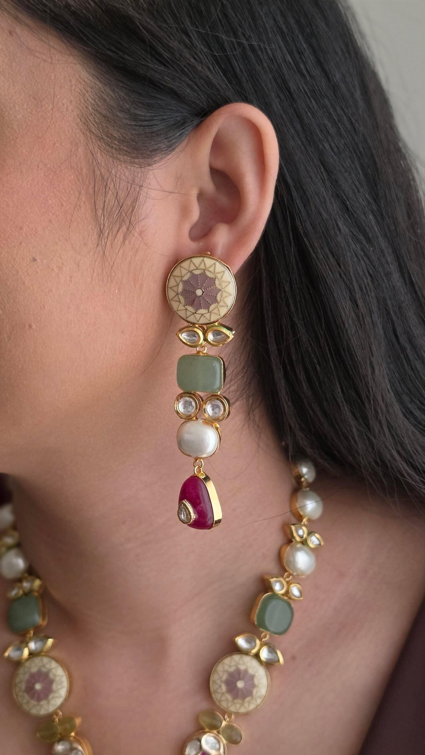Zaria semi-precious stone long necklace Thumbnail