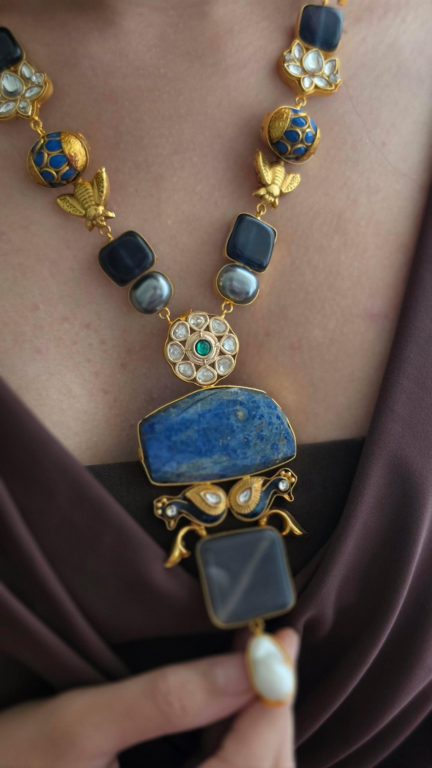 Zaelia semi-precious stone long necklace Thumbnail