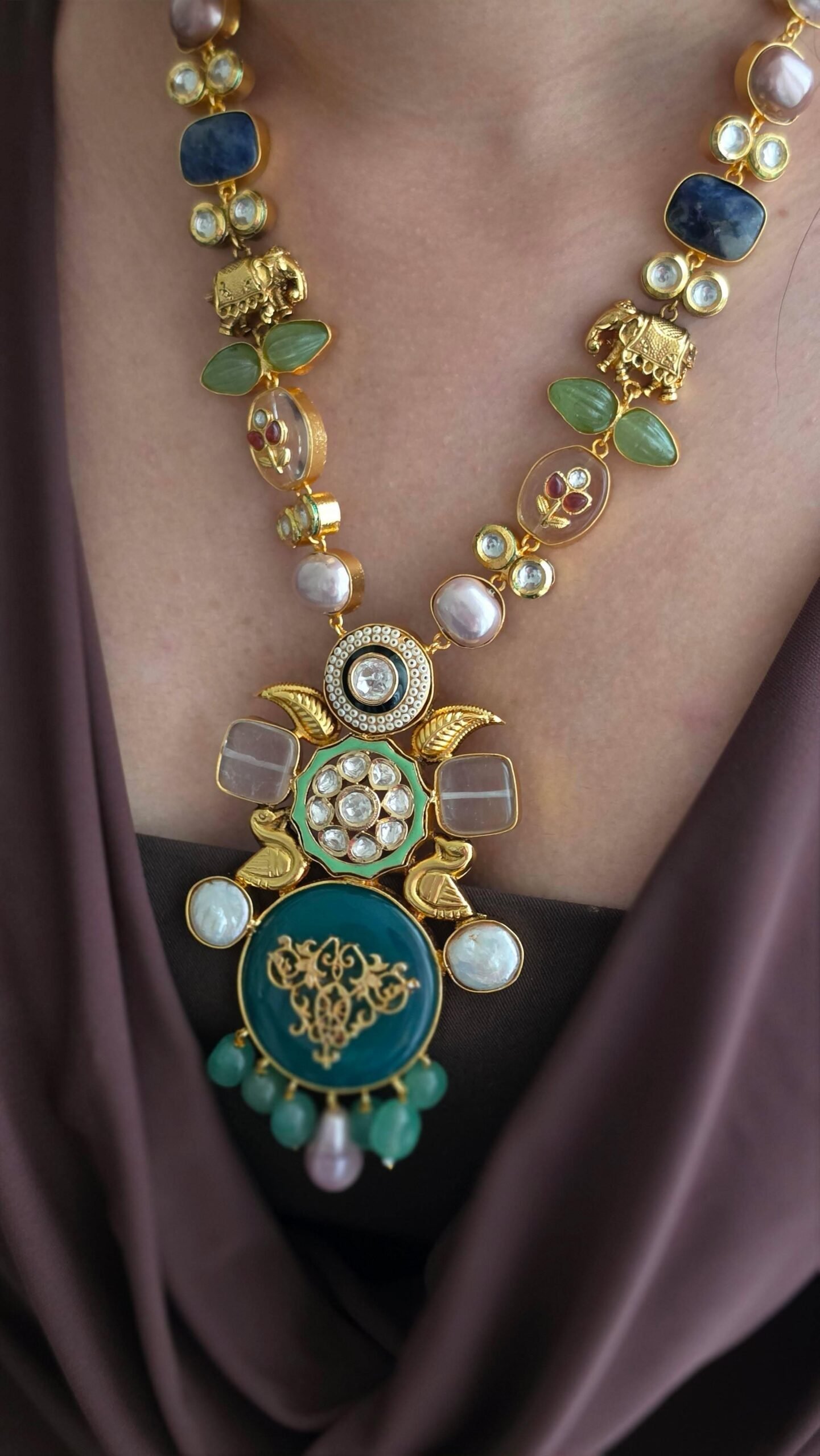 Tonisha semi-precious stone long necklace Thumbnail