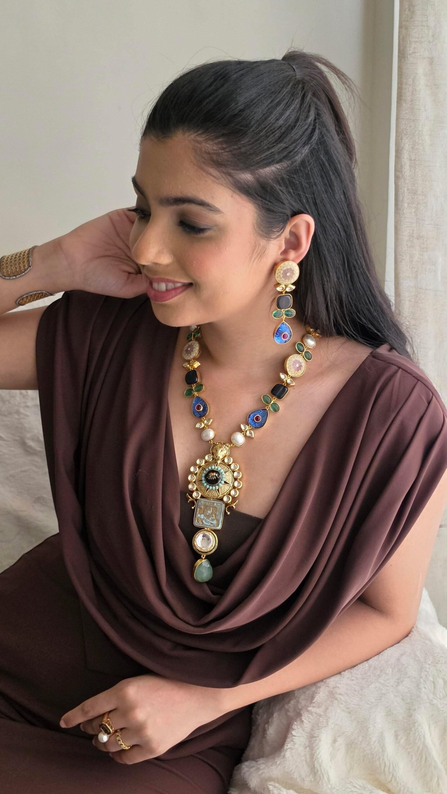 Azana semi-precious stone long necklace Thumbnail