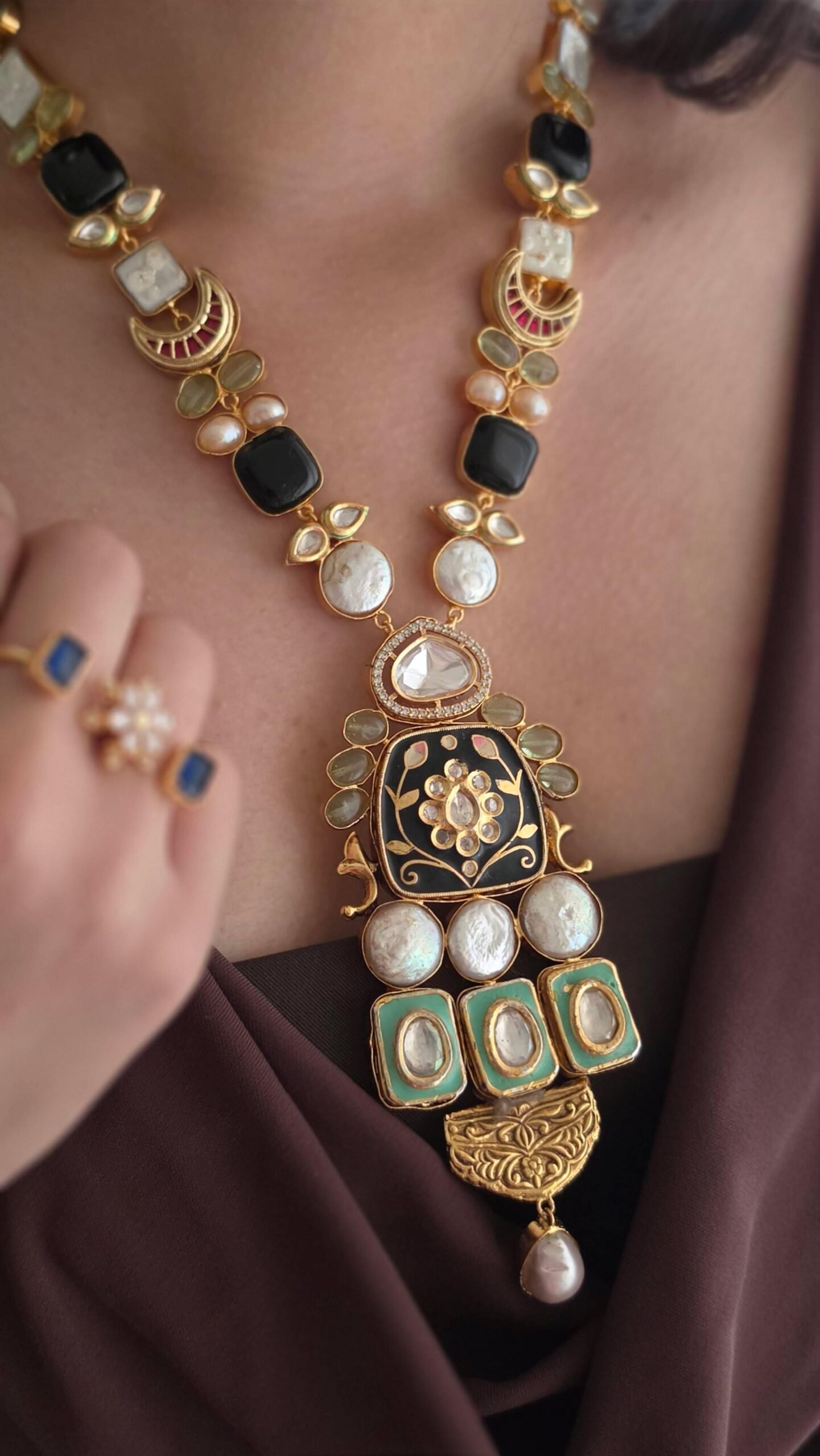 Lina semi-precious stone long necklace Thumbnail