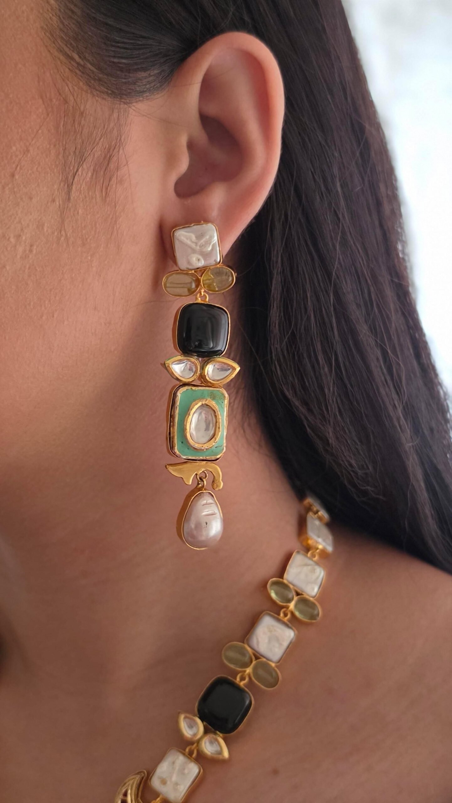 Lina semi-precious stone long necklace Thumbnail