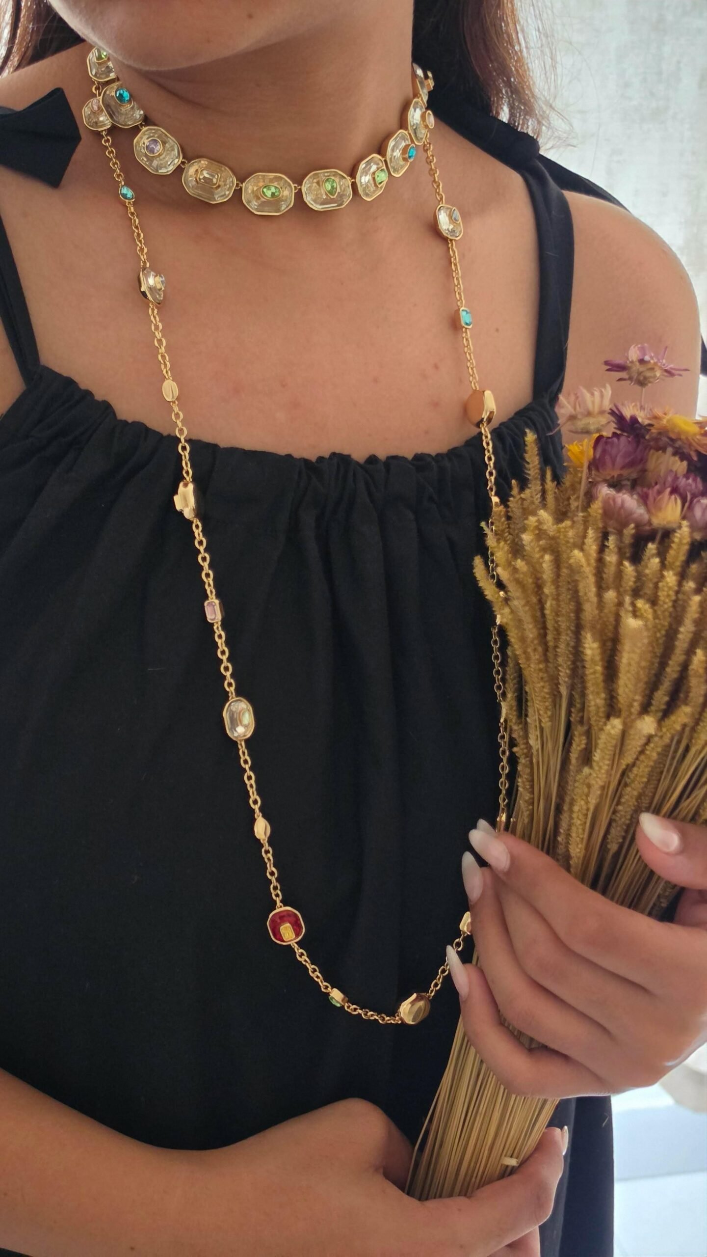 Kavya semi precious stones necklace Thumbnail