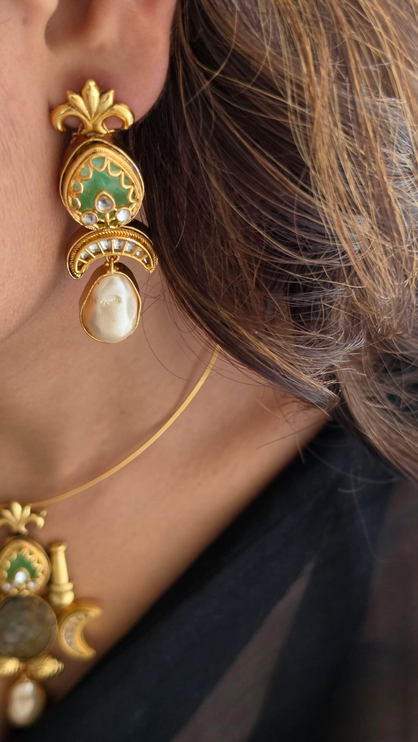Rani semi precious pendent with earrings Thumbnail