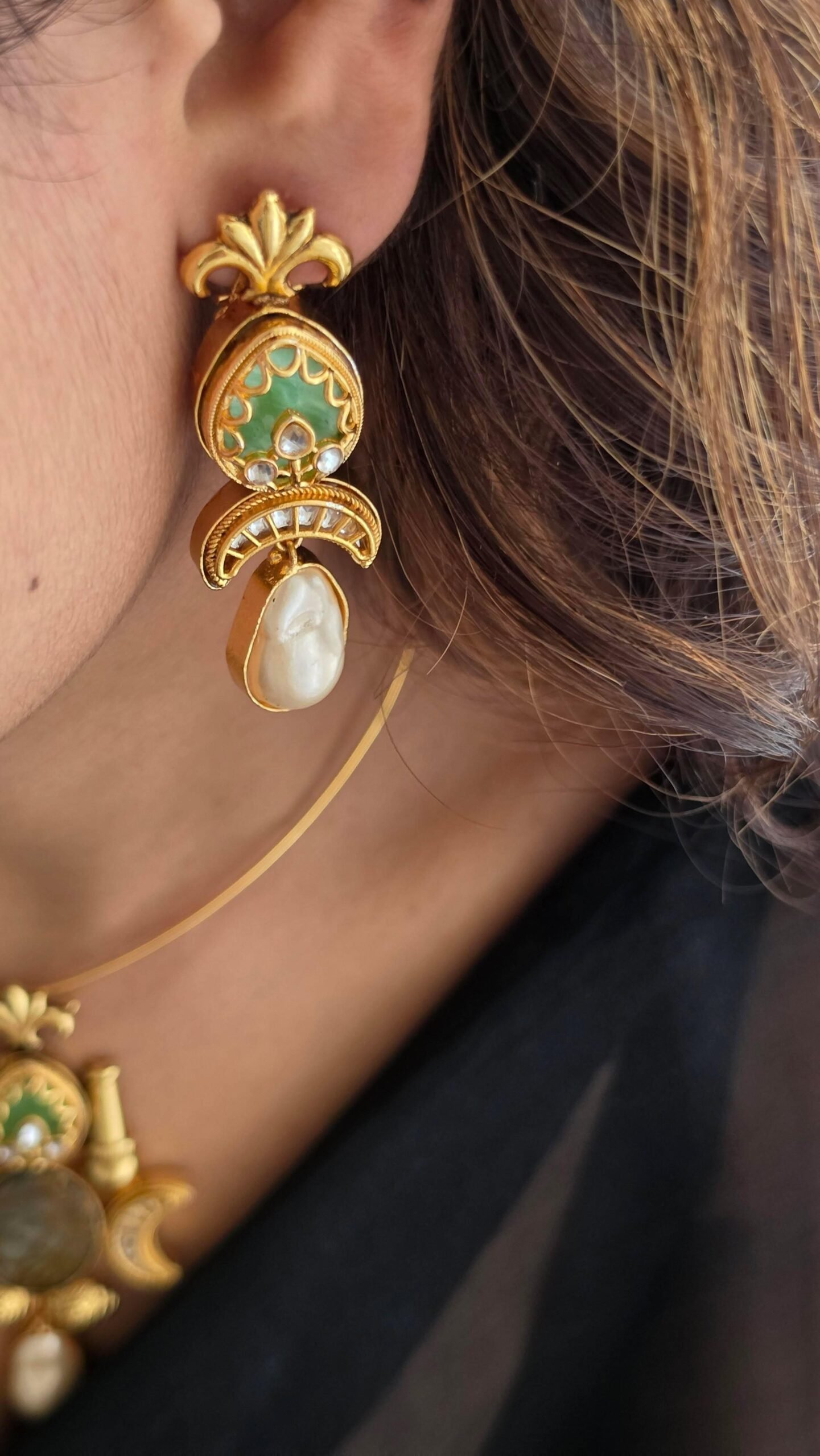 Rani semi precious pendent with earrings Thumbnail
