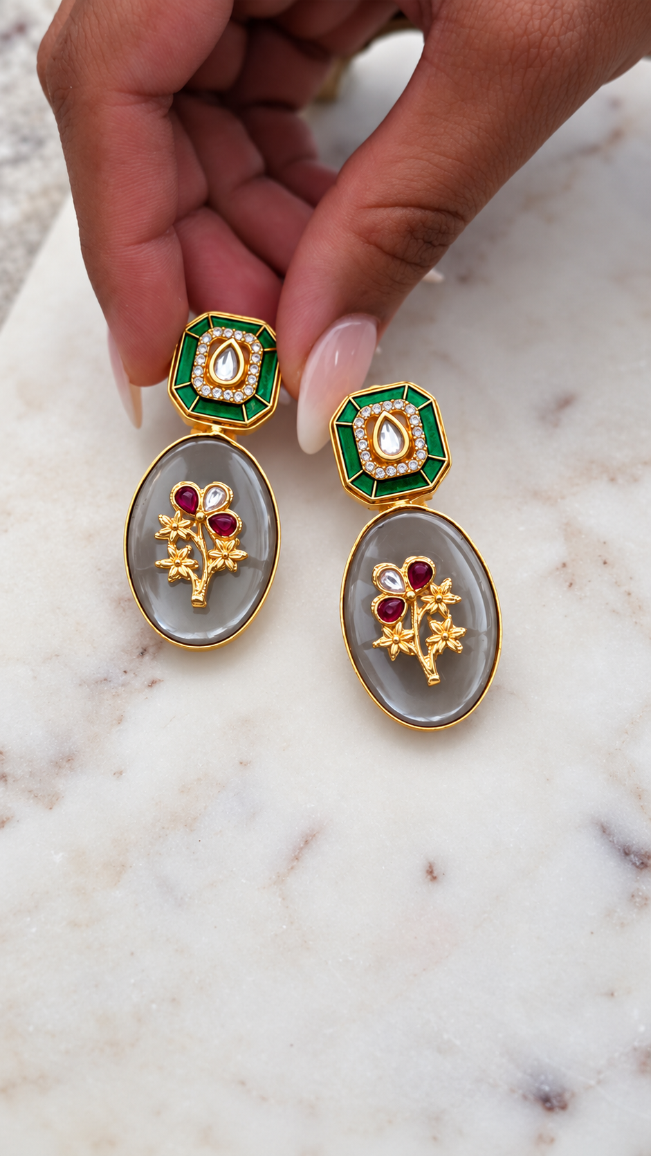 Gauri semi-precious stone Earrings Thumbnail